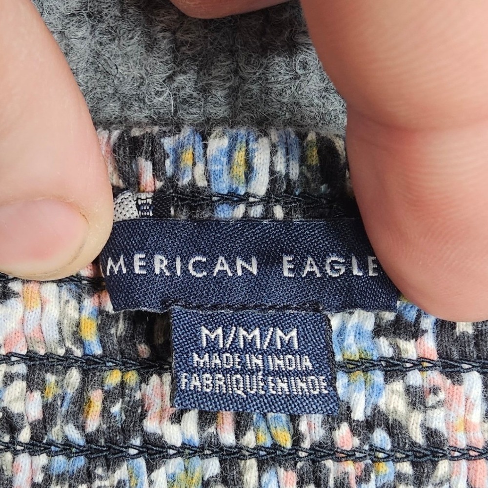 American Eagle Floral Smocked Crop Tank Top‎ M Button Front Cottagecore Boho - Picture 2 of 7